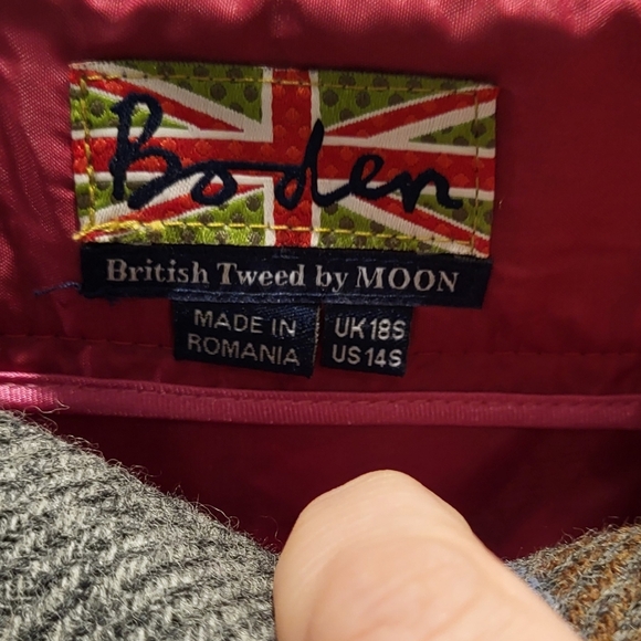 Boden British Tweed Wool Plaid Clueless Y2K Style Mini Skirt Pink & Gray Size 14 - Picture 3 of 7